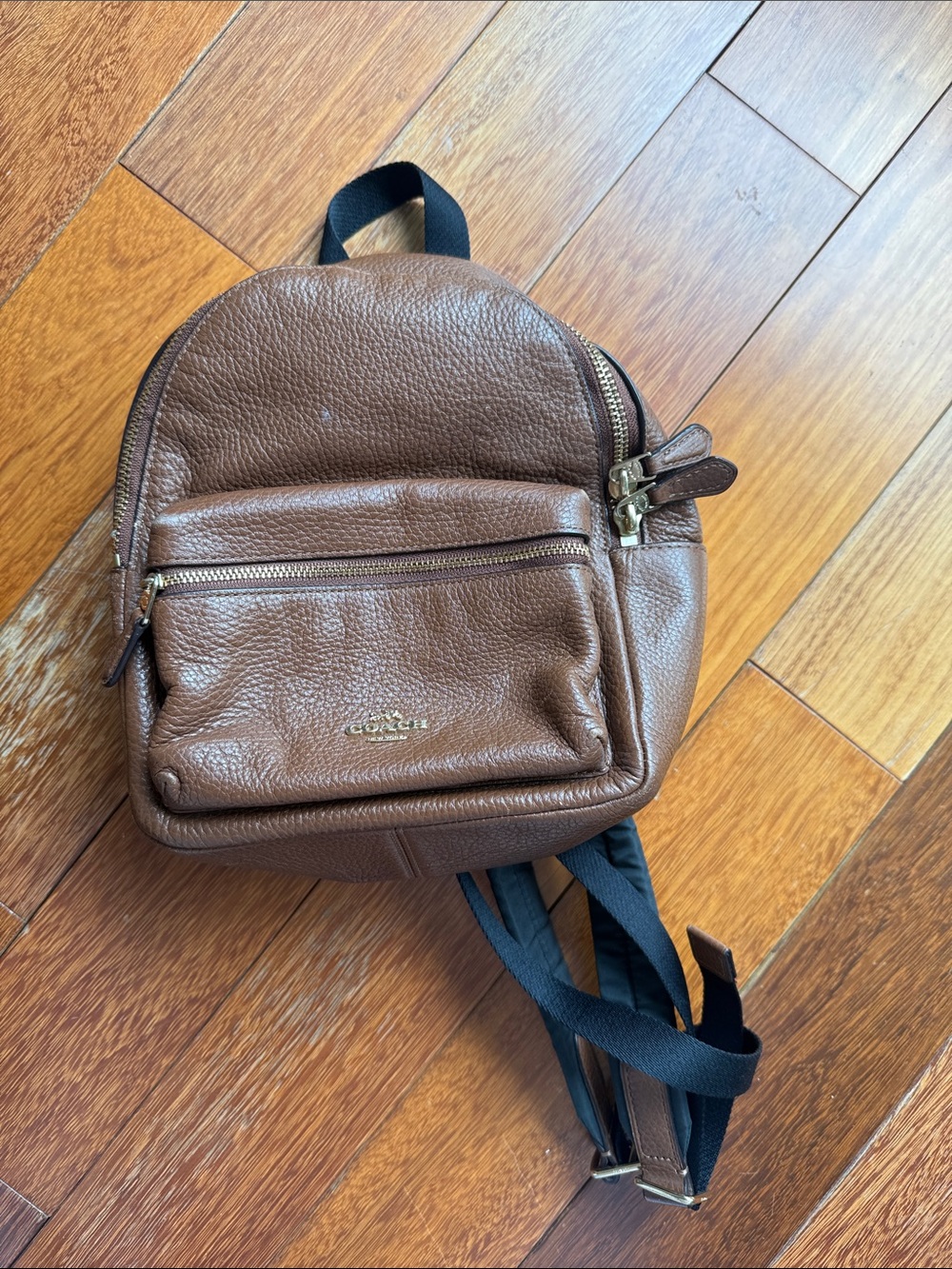 Coach Brown Pebbled Leather Mini Backpack